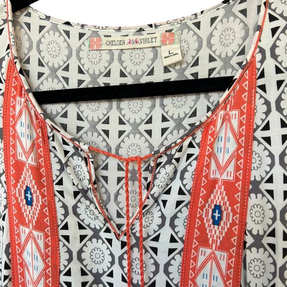 Chelsea & Violet Women's Mixed Print Boho Long Sleeve Shirt Dress Size Large - Picture 3 of 4